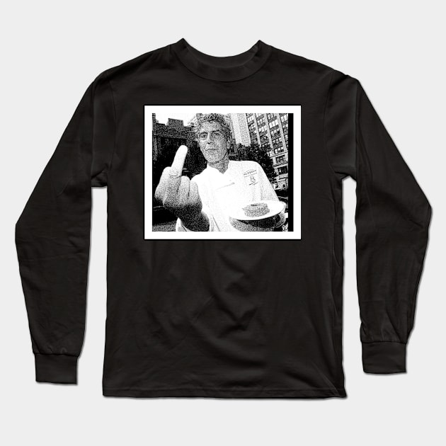 Anthony Bourdain middle finger Long Sleeve T-Shirt by ohyeahh